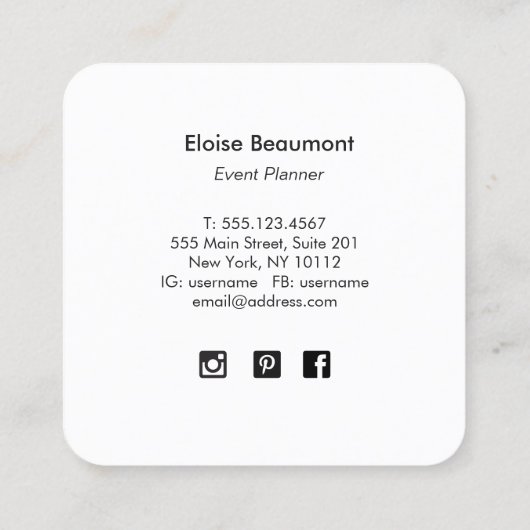 ターコイズシンプルバタフライロゴ スクエア名刺 (裏面)