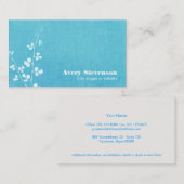 ターコイズシンプルブルーリネンルック名刺 名刺 (正面/裏面)