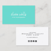 ターコイズシンプルブルー手書きネットワーク 名刺 (正面/裏面)