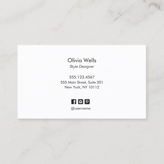 ターコイズシンプル手書きスクリプト美しいサロン 名刺 (裏面)