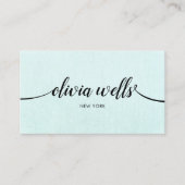 ターコイズシンプル手書きスクリプト美しいサロン 名刺 (正面)