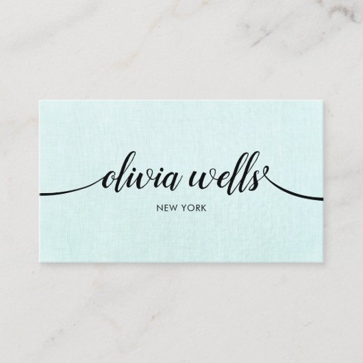 ターコイズシンプル手書きスクリプト美しいサロン 名刺 (正面)