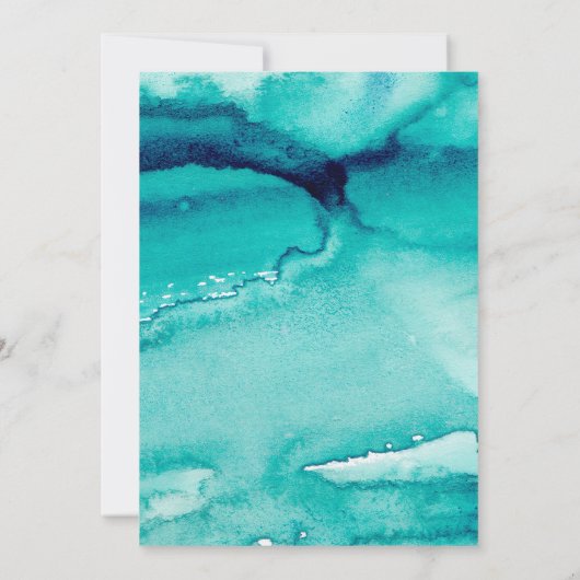 ターコイズシーティール(緑がかった色)ウォーター色結婚式招待状 招待状 (裏面)