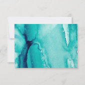 ターコイズシーティール（緑がかった色）水彩結婚式RSVPカード 出欠カード (裏面)