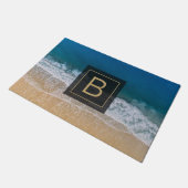 ターコイズシーフロリダサンディビーチタイポグラフィ ドアマット (アングル)