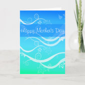 ターコイズシーホワイトスワールズマザーズデイカード カード (正面)