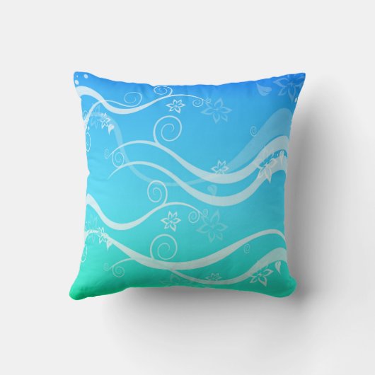 ターコイズシーホワイトスワール枕 クッション (裏面)