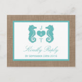 ターコイズシーホースバーラップビーチ結婚式コレクション インビテーションポストカード (正面)