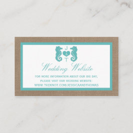 ターコイズシーホースバーラップビーチ結婚式コレクション エンクロージャーカード