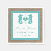 ターコイズシーホースバーラップビーチ結婚式コレクション スタンダードカクテルナプキン (正面)