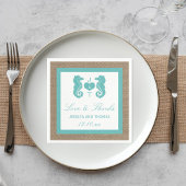 ターコイズシーホースバーラップビーチ結婚式コレクション スタンダードカクテルナプキン