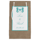 ターコイズシーホースバーラップビーチ結婚式コレクション スモールペーパーバッグ (正面)