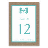 ターコイズシーホースバーラップビーチ結婚式コレクション テーブルナンバー (裏面)