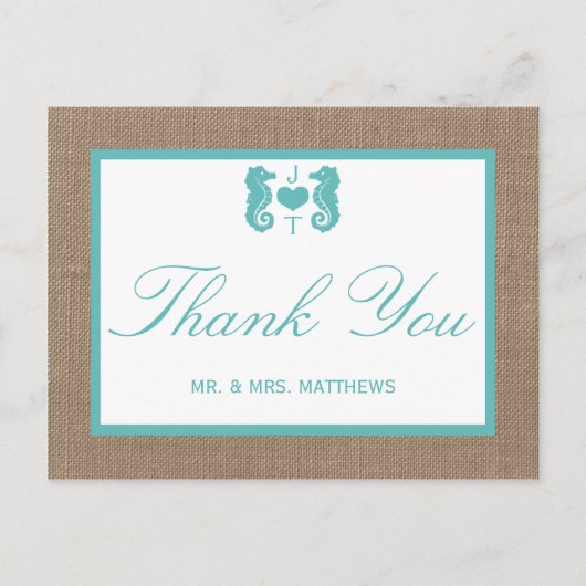 ターコイズシーホースバーラップビーチ結婚式コレクション ポストカード (正面)