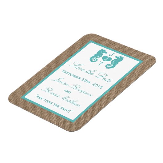 ターコイズシーホースバーラップビーチ結婚式コレクション マグネット (左側)