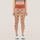 ターコイズジアトライバルブラウンタン カプリレギンス (正面)