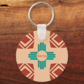 ターコイズジアトライバルブラウンタン キーホルダー (正面)