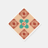 ターコイズジアトライバルブラウンタン スタンダードカクテルナプキン (角)