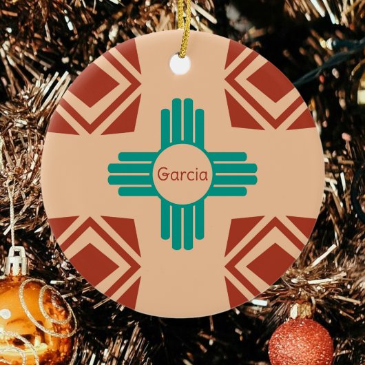 ターコイズジアトライバルブラウンタン セラミックオーナメント