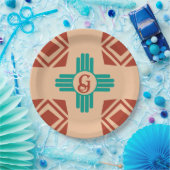 ターコイズジアトライバルブラウンタン ペーパープレート (パーティー)