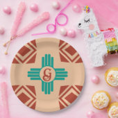 ターコイズジアトライバルブラウンタン ペーパープレート (パーティー)