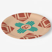 ターコイズジアトライバルブラウンタン ペーパープレート (アングル)