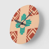 ターコイズジアトライバルブラウンタン ラウンド壁時計 (傾斜)