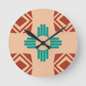 ターコイズジアトライバルブラウンタン ラウンド壁時計 (正面)