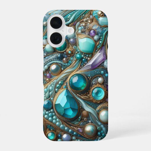 ターコイズジェムストーンiPhoneケース スリム iPhone 16ケース (裏面)