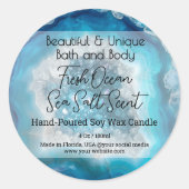 ターコイズジェムボトルキャンドルジャー蓋製品ラベル ラウンドシール (正面)