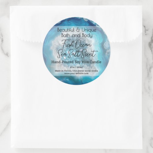 ターコイズジェムボトルキャンドルジャー蓋製品ラベル ラウンドシール (バッグ)