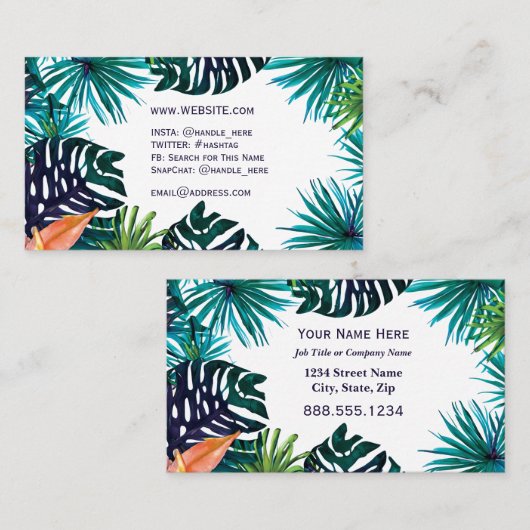 ターコイズジャングル離れの砂漠の植物トロピカル 名刺 (正面/裏面)