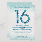 ターコイズジュエル スウィート16 バースデーパーティー 招待状 (正面/裏面)