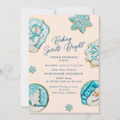 ターコイズスイーツクッキー交換クリスマスパーティー 招待状 (正面)