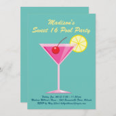 ターコイズスイート16プールパーティの招待状 招待状 (正面/裏面)