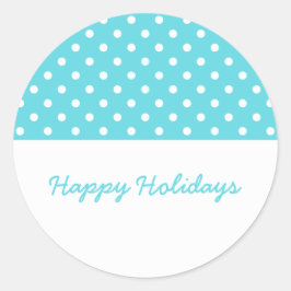 ターコイズスウィート水玉模様ホリデースティッカー ラウンドシール