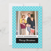ターコイズスウィート水玉模様ホリデーフォトフラットカード シーズンカード (正面)