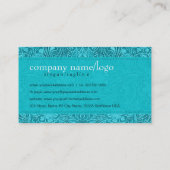 ターコイズスエードレザールックヴィンテージフローラデザイン 名刺 (裏面)