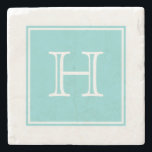 ターコイズスクエアモノグラムストーンコースター ストーンコースター<br><div class="desc">このイニシャルとSquare Monogram Stone Coasterにカスタマイズや他の文字を追加しモダンて、ターコイズとホワイトの中で使用。このトレンディーとシックなコースターは完璧な贈り物になるだろう。</div>