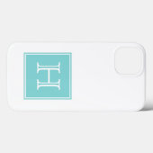 ターコイズスクエアモノグラム Case-Mate iPhoneケース (裏面 (横))