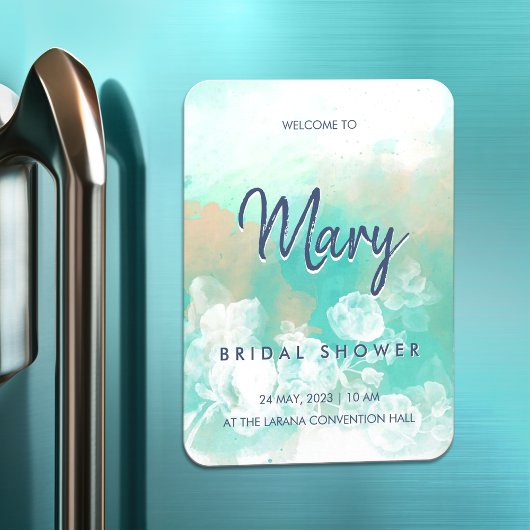 ターコイズスクリプモダントのブライダルシャワー招待 マグネット