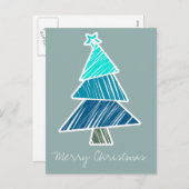 ターコイズスケッチクリスマスツリー葉書 シーズンポストカード (正面/裏面)