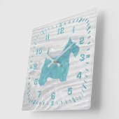 ターコイズスコッツティホワイトウォッシュウッド スクエア壁時計 (傾斜)