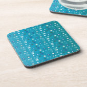 ターコイズスタイリッシュと白、星と雪 コースター (左側)