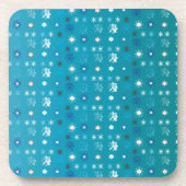 ターコイズスタイリッシュと白、星と雪 コースター (正面)
