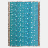 ターコイズスタイリッシュと白、星と雪 スローブランケット (正面縦)