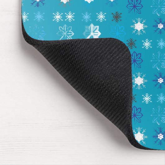 ターコイズスタイリッシュと白、星と雪 マウスパッド (コーナー)
