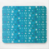 ターコイズスタイリッシュと白、星と雪 マウスパッド (正面)