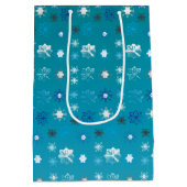 ターコイズスタイリッシュと白、星と雪 ミディアムペーパーバッグ (裏面)