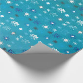 ターコイズスタイリッシュと白、星と雪 ラッピングペーパー (角)